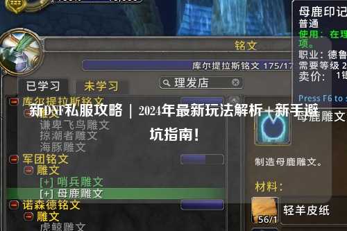 新DNF私服攻略 | 2024年最新玩法解析+新手避坑指南！