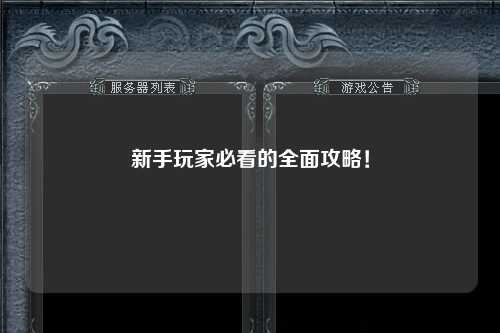 新手玩家必看的全面攻略！
